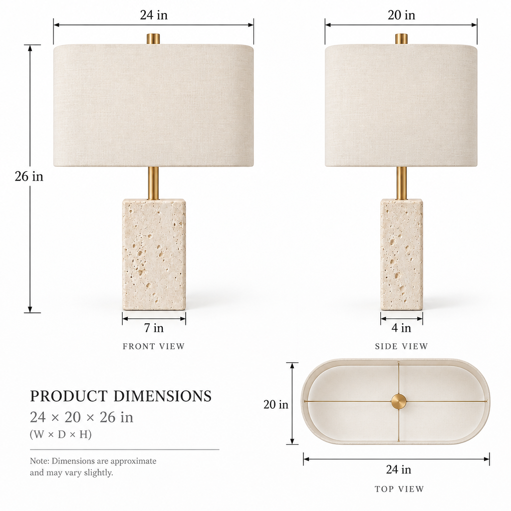 Gosolviana™ Travertine Table Lamp – Natural Stone Accent Lighting for Modern Homes
