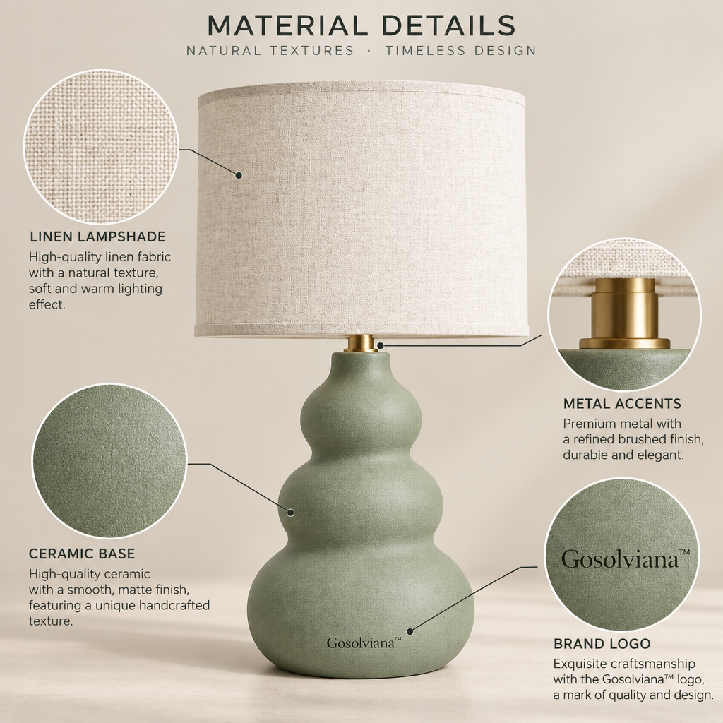 Gosolviana™ Sculptural Ceramic Table Lamp – Modern Home Accent Lighting