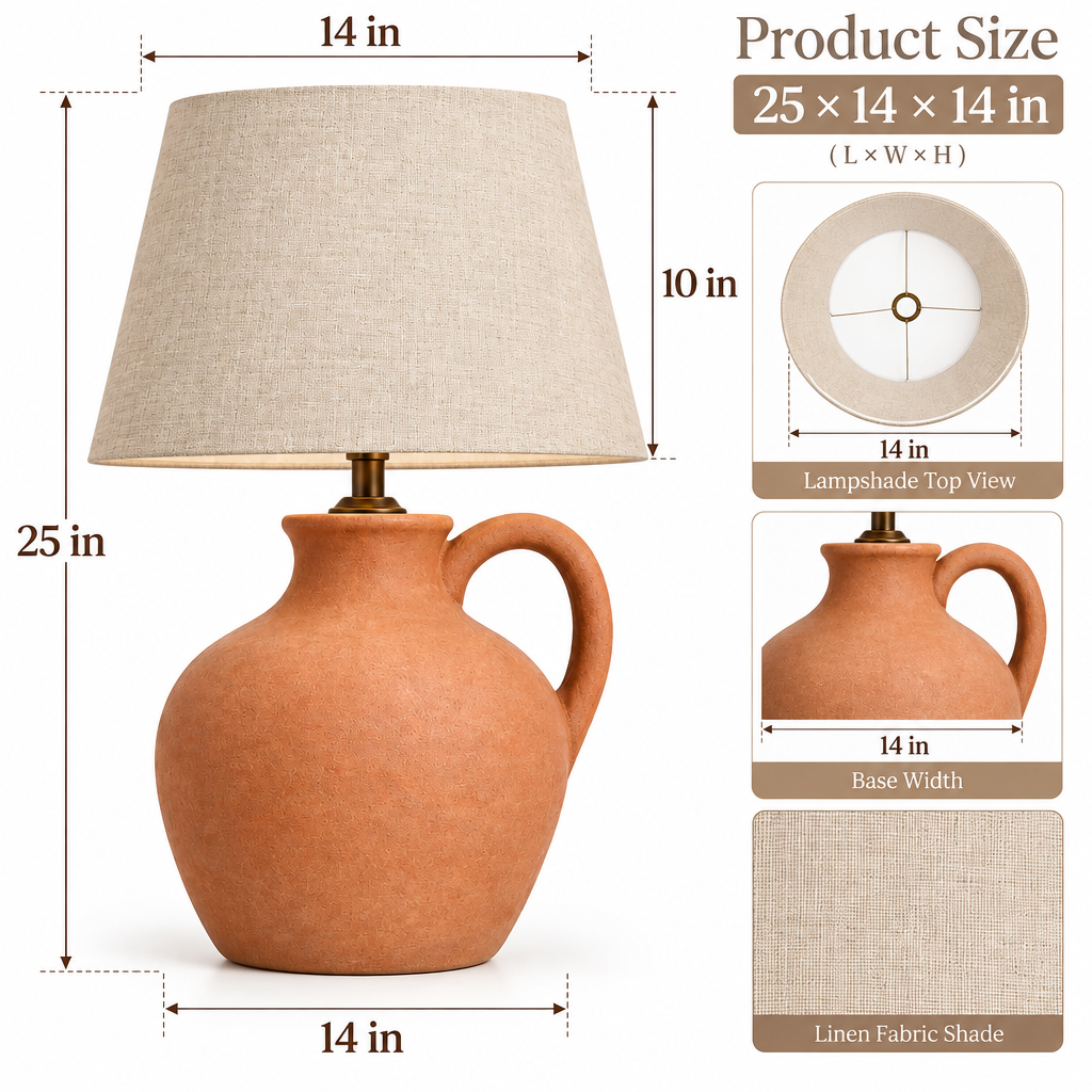Gosolviana™ Ceramic Table Lamp with Textured Fabric Shade