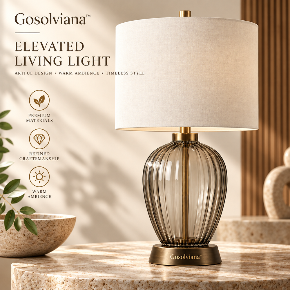 Gosolviana™ Green Ceramic Table Lamp with Pleated Fabric Shade