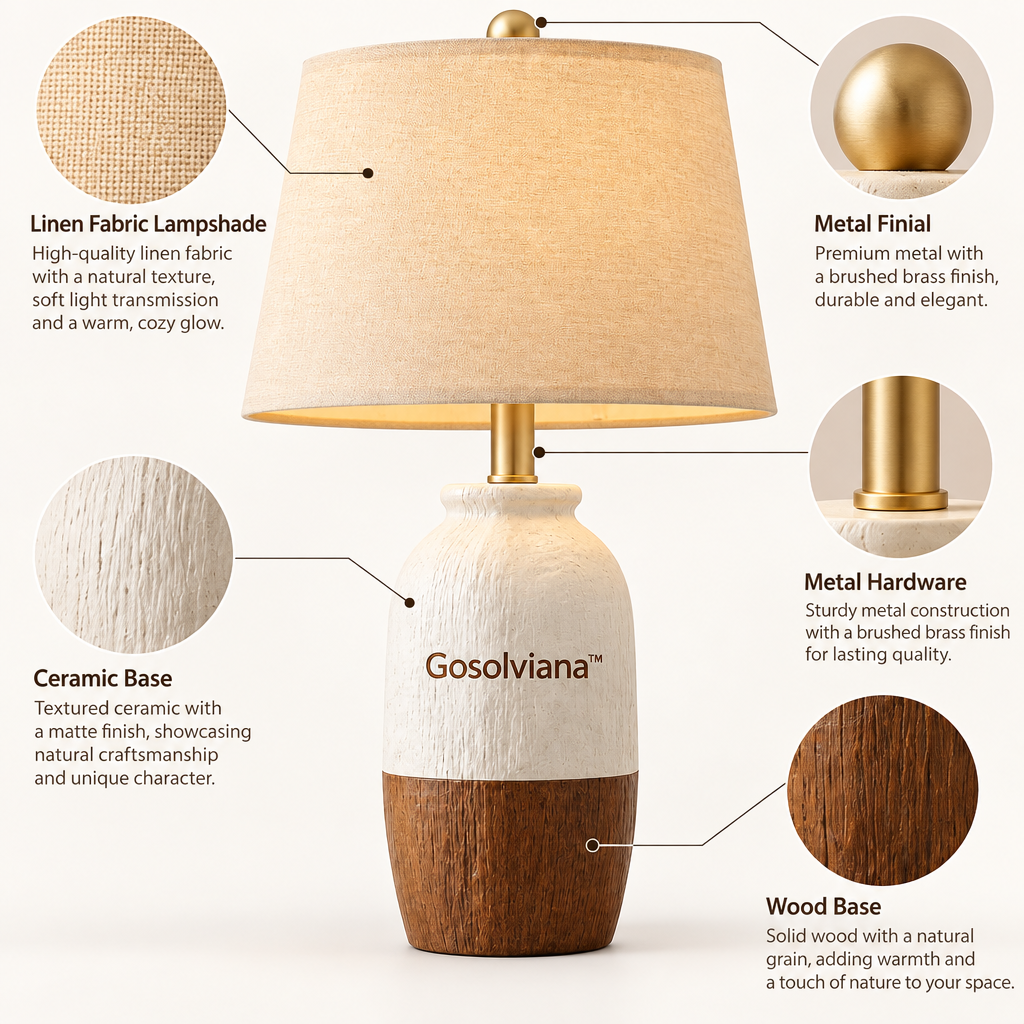 Gosolviana™ Natural Wood Table Lamp