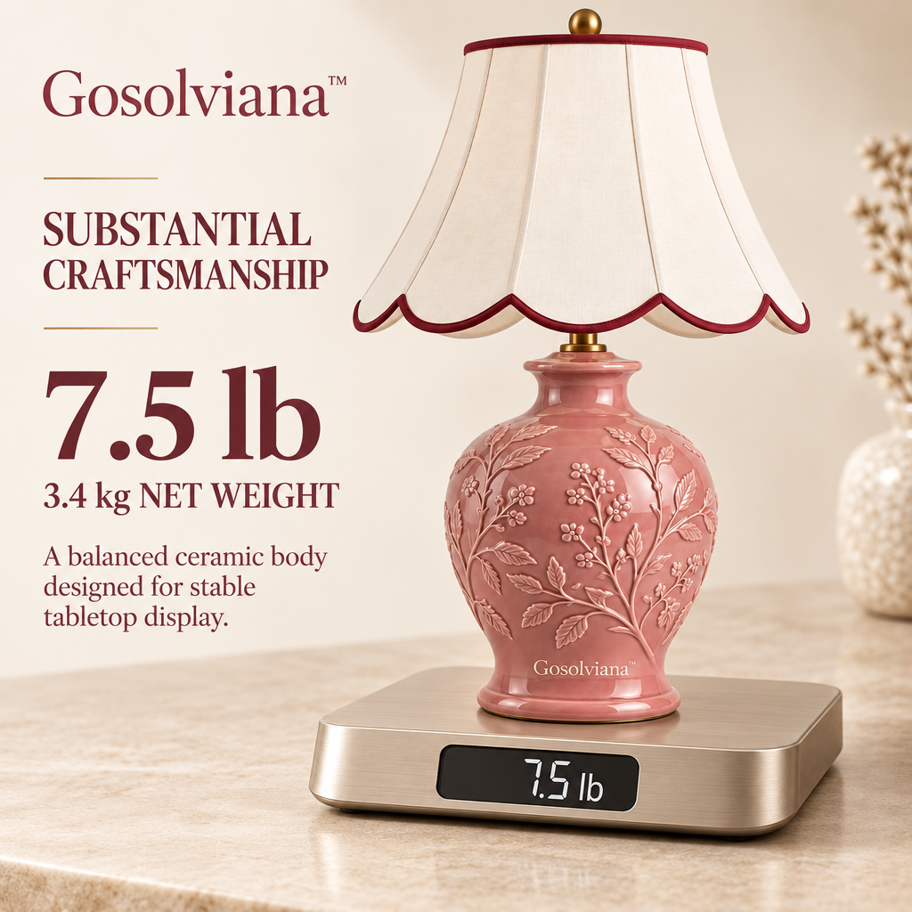 Gosolviana™ Floral Sculptural Ceramic Table Lamp with Fabric Shade