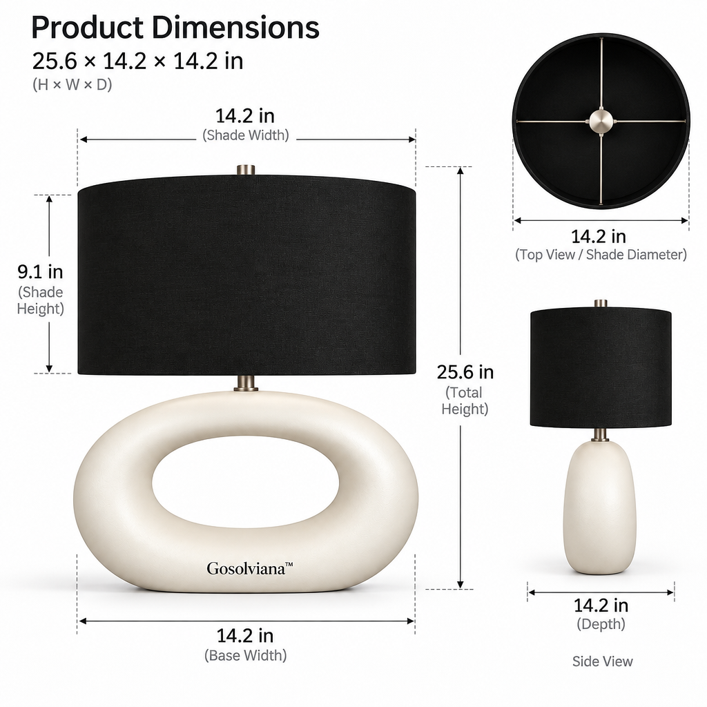 Gosolviana™ Modern Sculptural Oval Table Lamp with Fabric Shade