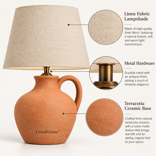 Gosolviana™ Ceramic Table Lamp with Textured Fabric Shade
