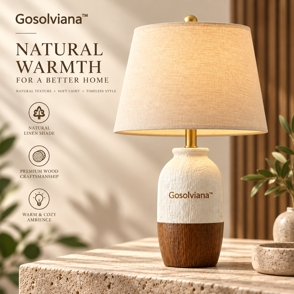 Gosolviana™ Natural Wood Table Lamp