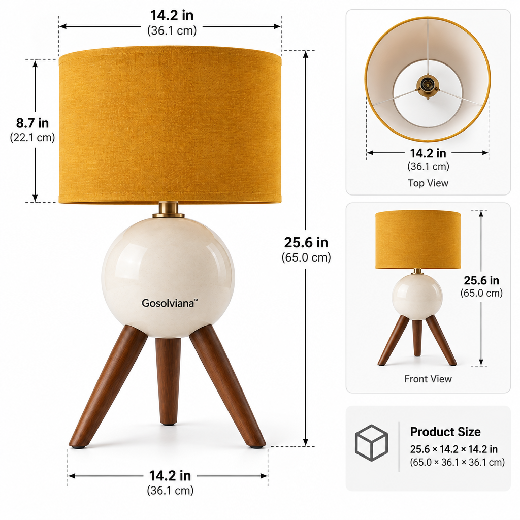 Gosolviana™ Modern Wooden Tripod Table Lamp