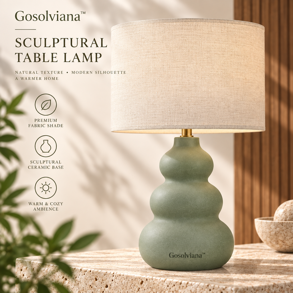 Gosolviana™ Sculptural Ceramic Table Lamp – Modern Home Accent Lighting