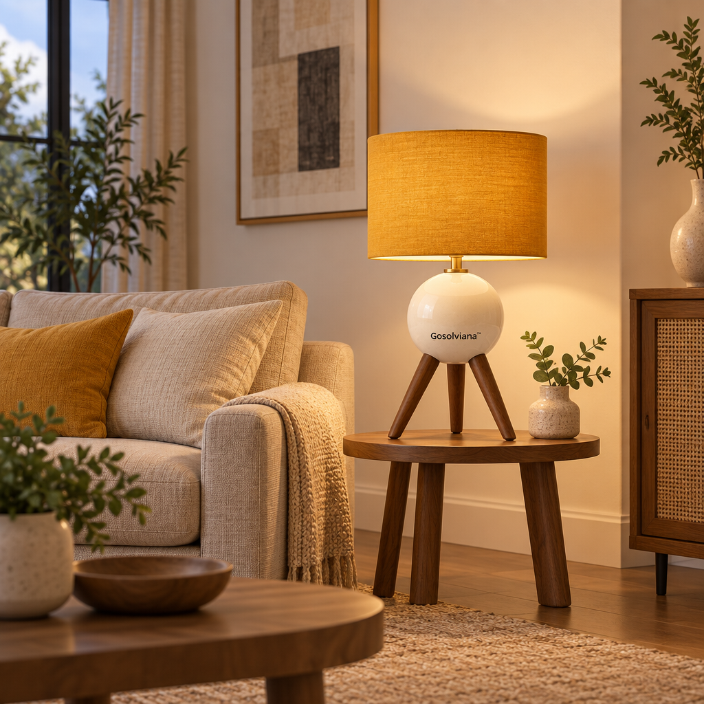 Gosolviana™ Modern Wooden Tripod Table Lamp