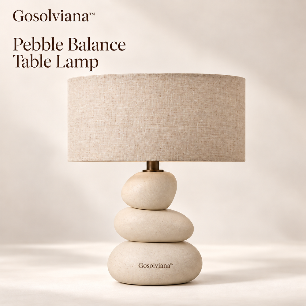 Gosolviana™ Pebble Balance Table Lamp with Fabric Shade