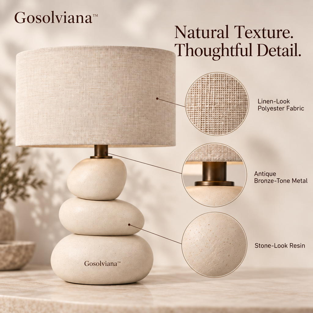 Gosolviana™ Pebble Balance Table Lamp with Fabric Shade