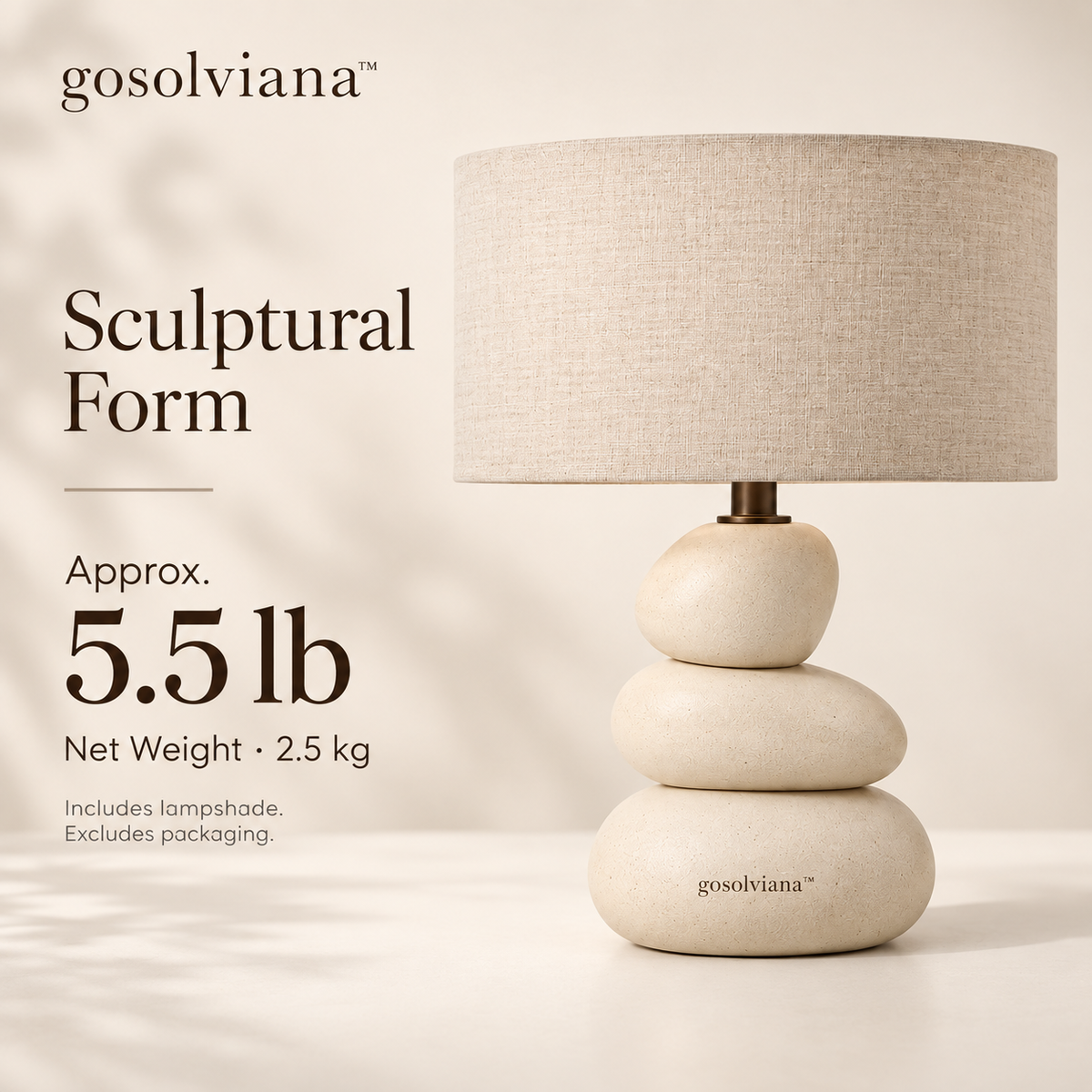 Gosolviana™ Pebble Balance Table Lamp with Fabric Shade