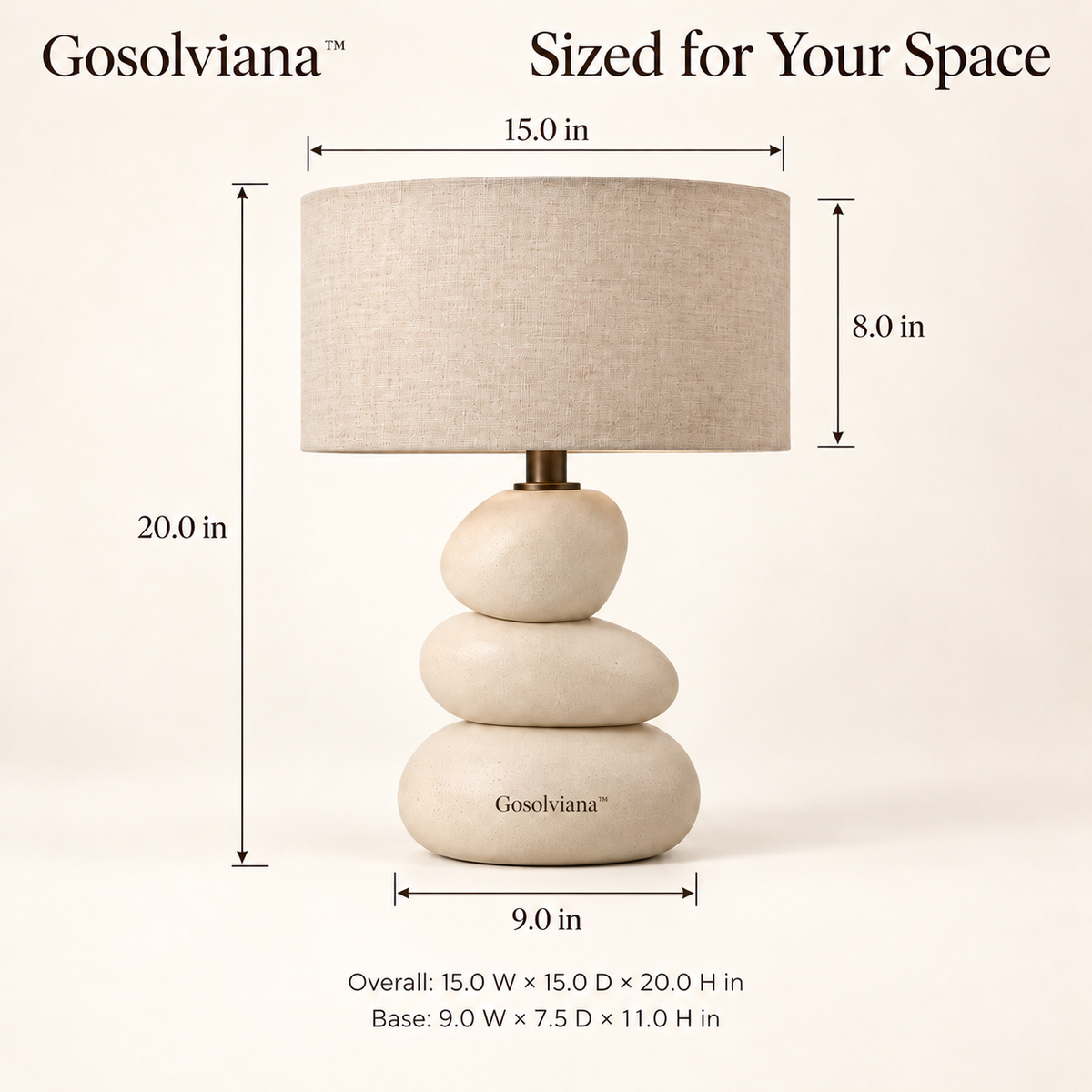 Gosolviana™ Pebble Balance Table Lamp with Fabric Shade