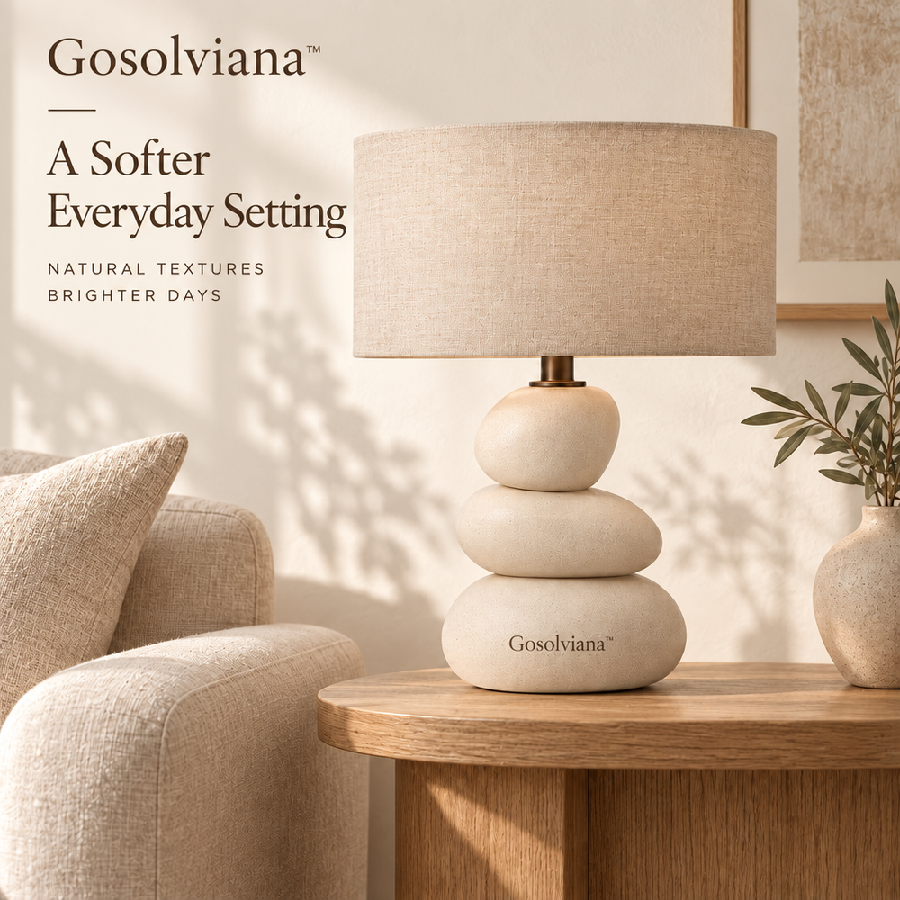 Gosolviana™ Pebble Balance Table Lamp with Fabric Shade