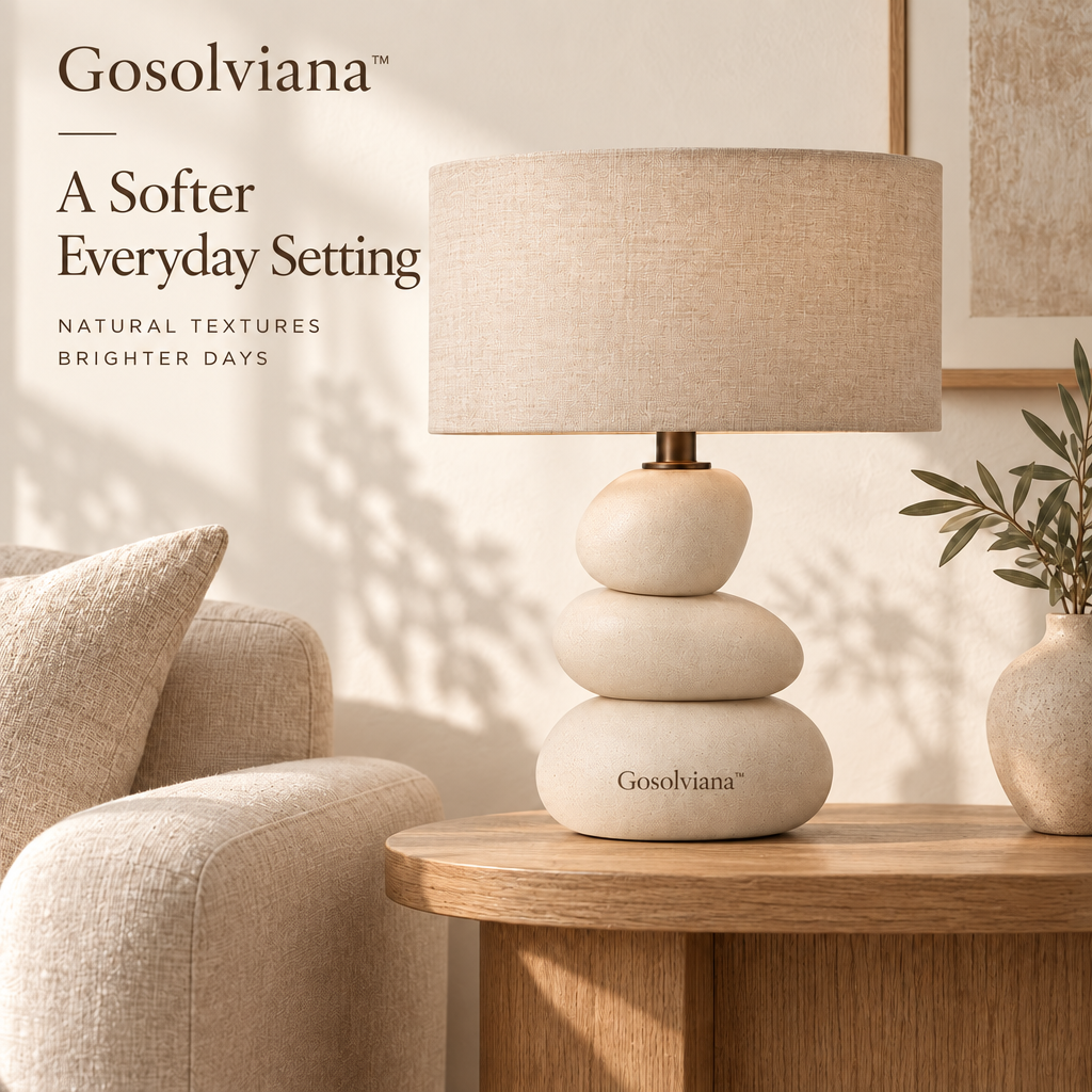 Gosolviana™ Pebble Balance Table Lamp with Fabric Shade