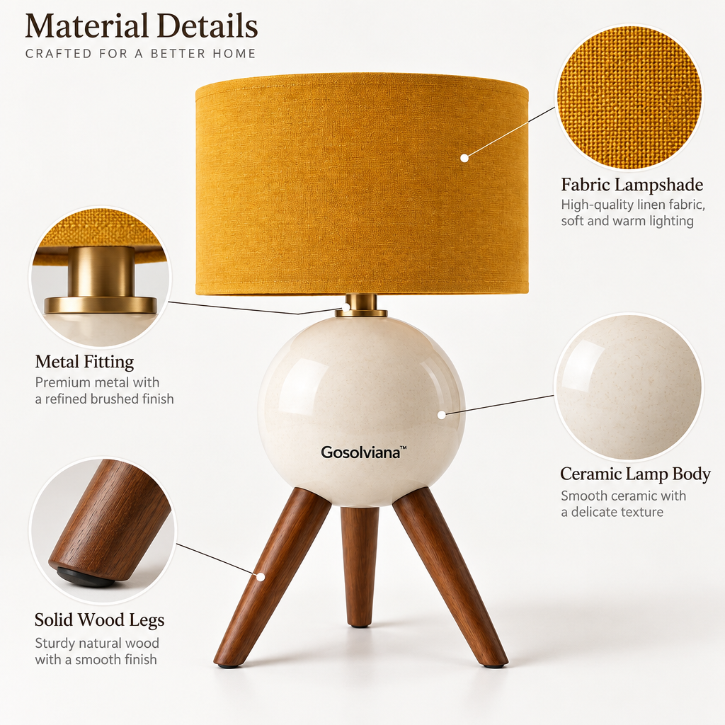 Gosolviana™ Modern Wooden Tripod Table Lamp