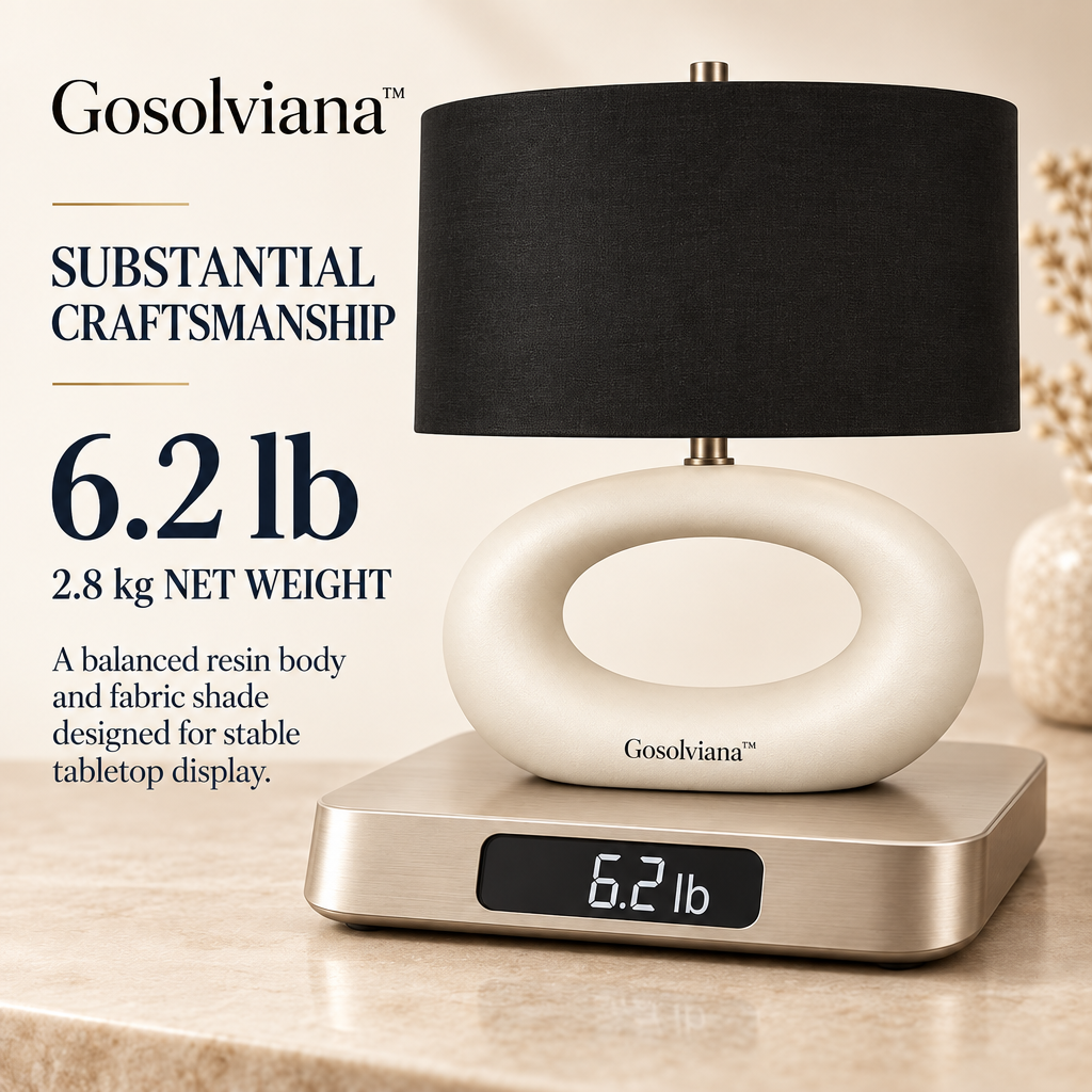 Gosolviana™ Modern Sculptural Oval Table Lamp with Fabric Shade