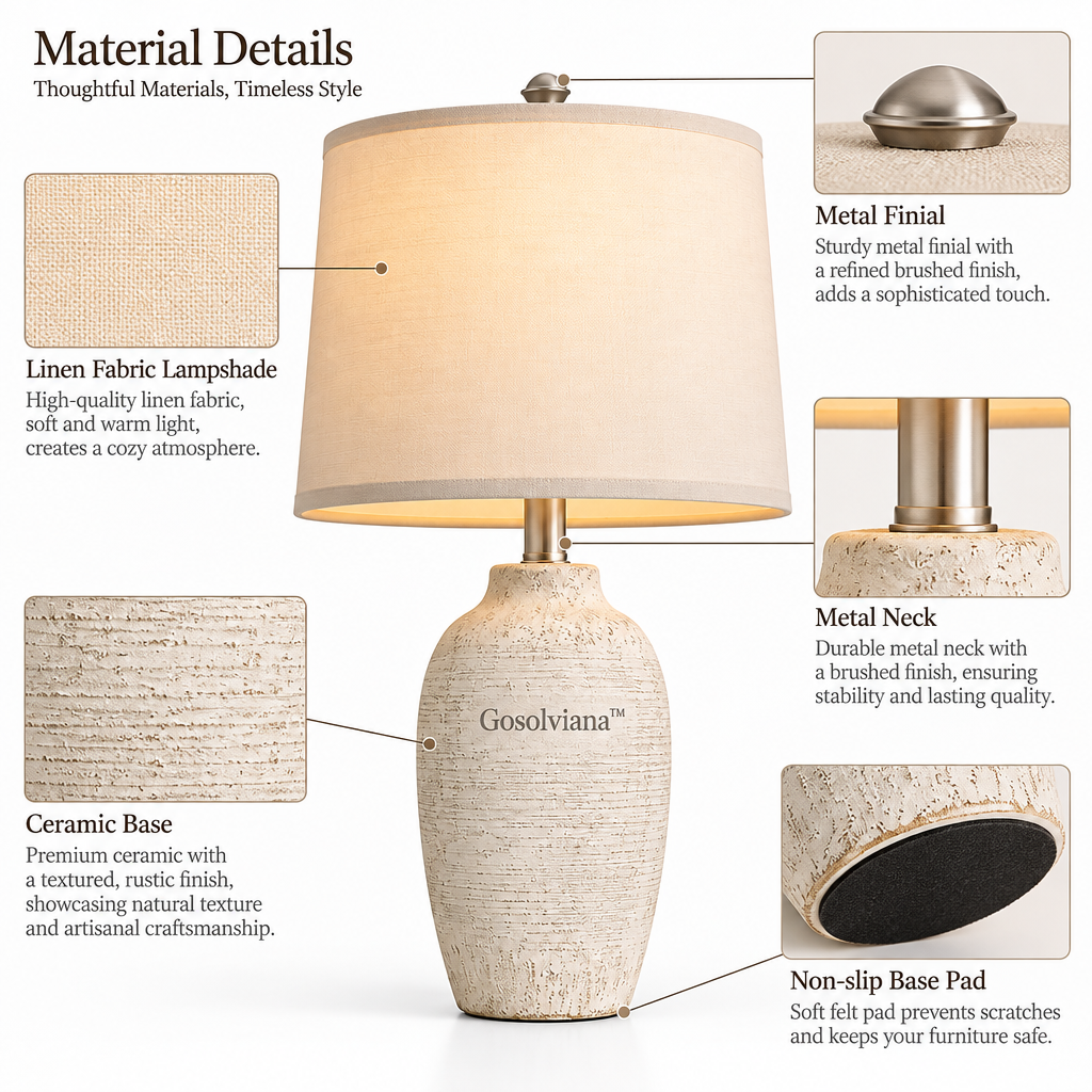 Gosolviana™ Natural Ceramic Table Lamp