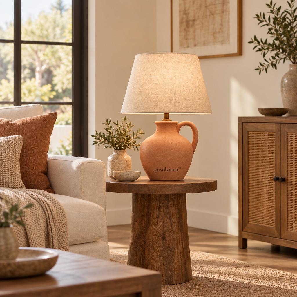 Gosolviana™ Ceramic Table Lamp with Textured Fabric Shade