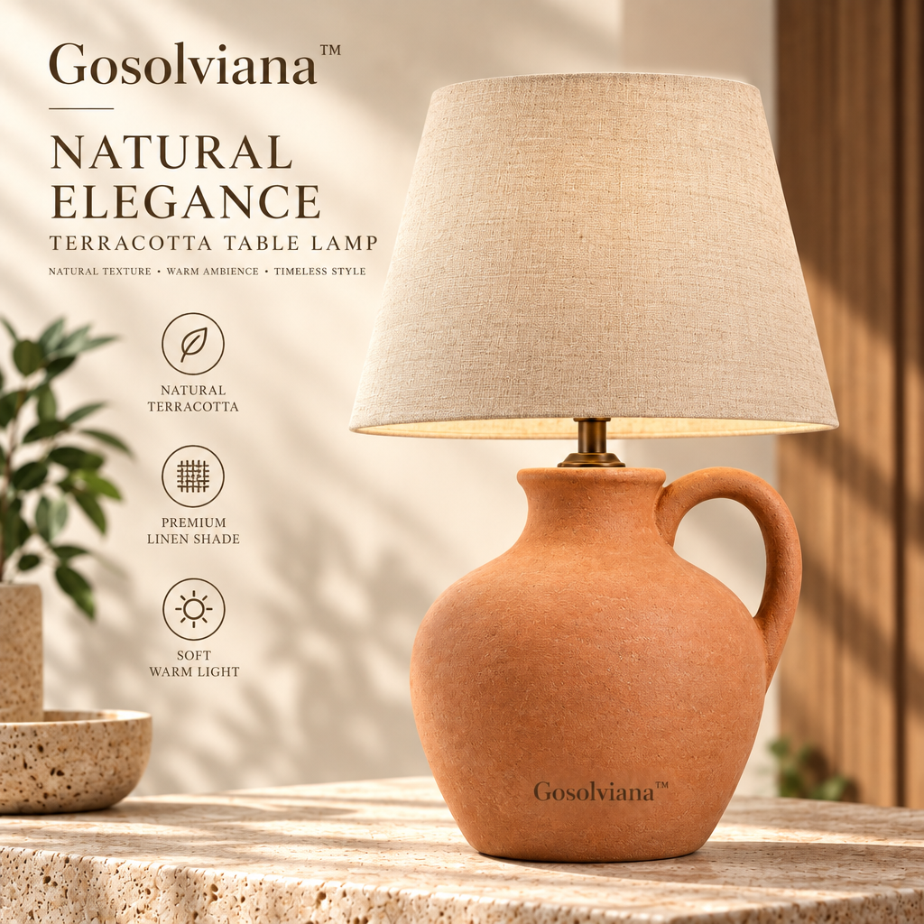 Gosolviana™ Ceramic Table Lamp with Textured Fabric Shade