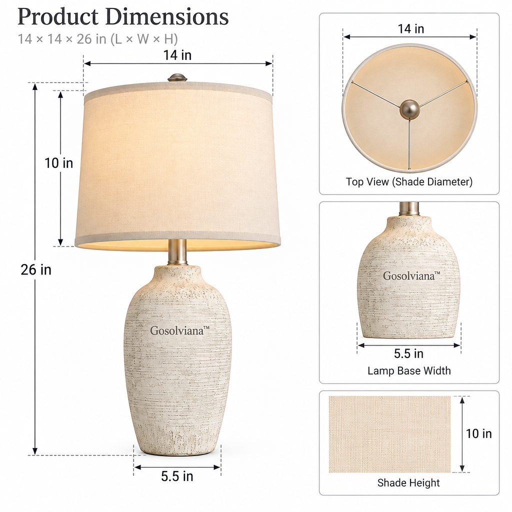 Gosolviana™ Natural Ceramic Table Lamp